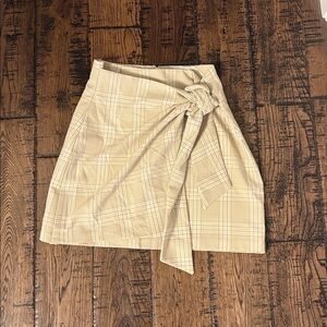 Wilfred Beige Plaid Wrap Mini Skirt